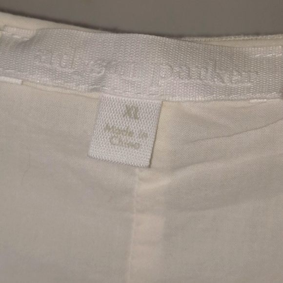 ADYSON PARKER Easy Tier Linen Dress Split Neck Cream Cottage Boho Prep XL 12 14 - Picture 6 of 10